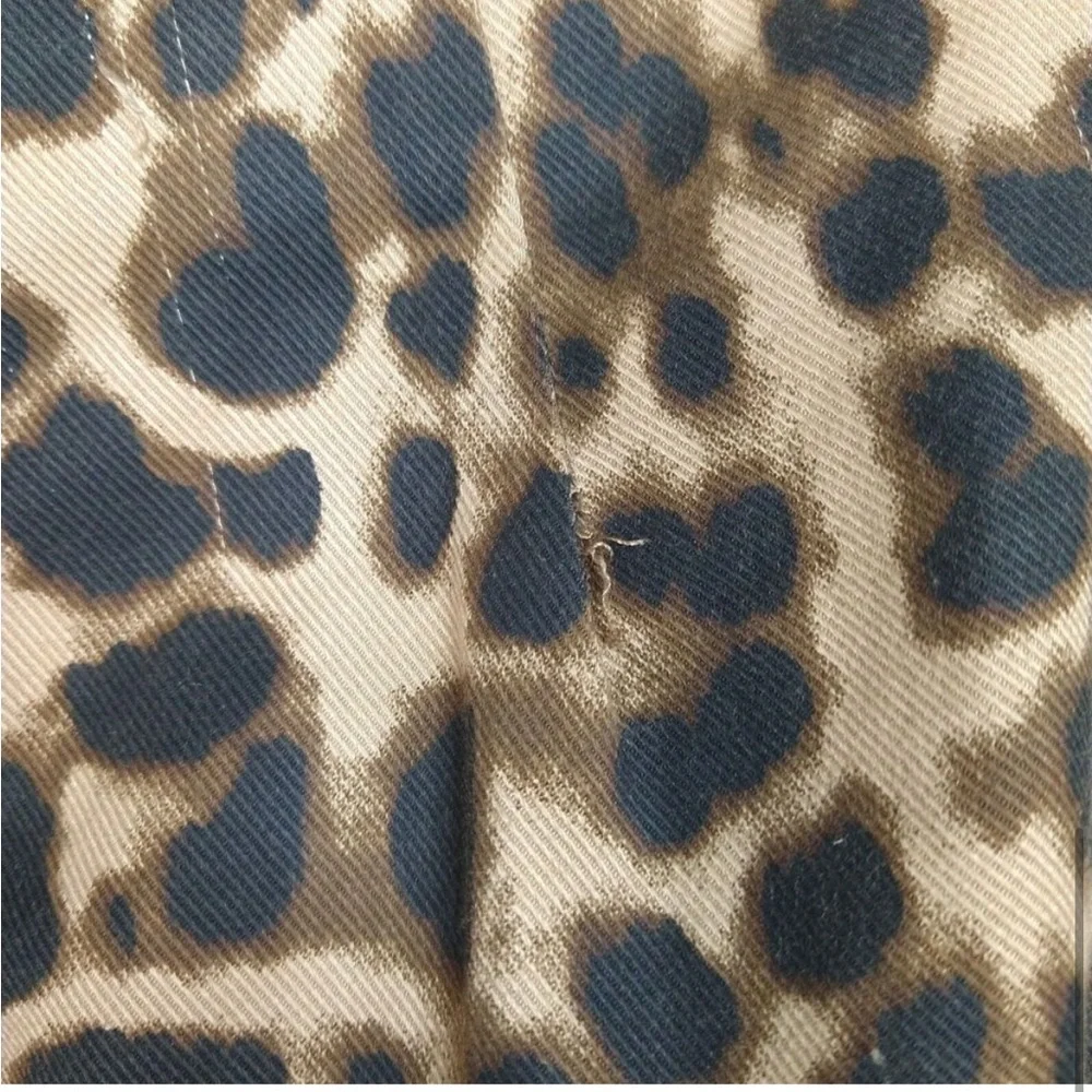 Reformation Sera High-Rise Leopard Print Pants Womens Size 2 Brown Black FLAWS - Picture 6 of 12